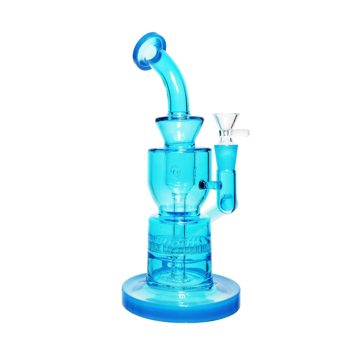 Neon Bent Neck with Honeycomb Percolator and Thick Base Water Pipe - Image 4