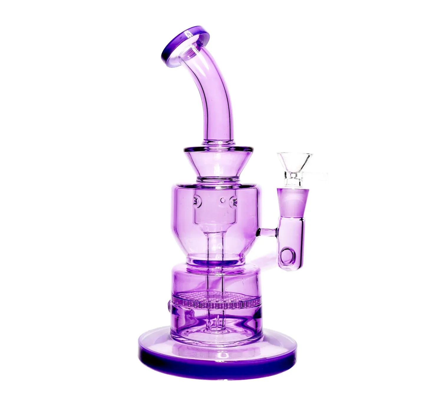 Neon Bent Neck with Honeycomb Percolator and Thick Base Water Pipe - Image 3